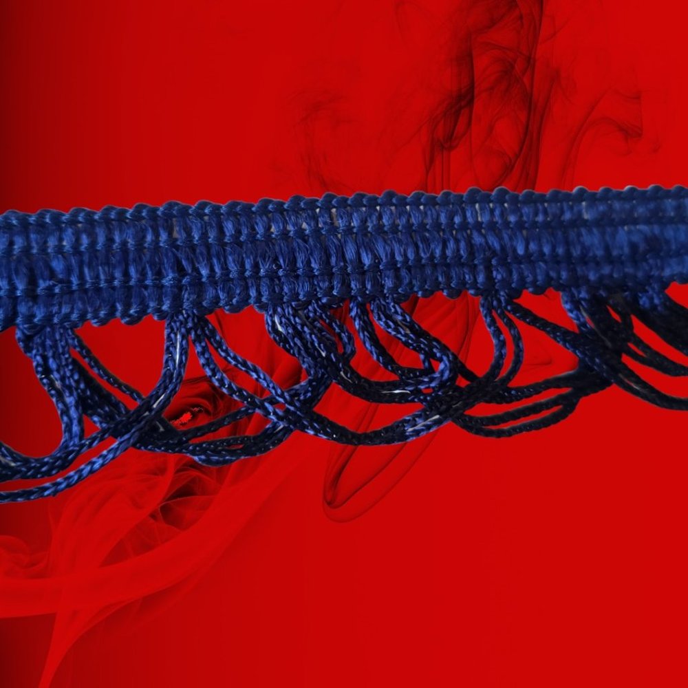 Drk Blue Scalloped Loop Fringe Trim 1.25 inch wide - Sold by the Yard